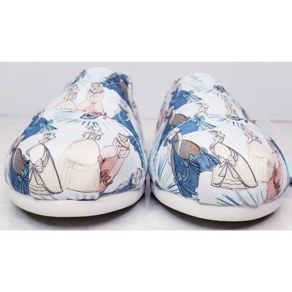 **NWT DISNEY X TOMS Classic Blue Cinderella Printed Canvas Shoes Women's US8.5** - Picture 10 of 15